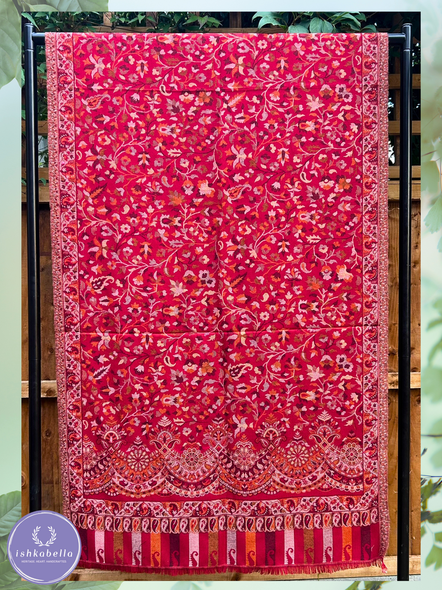Kani Weave Fine Wool Stole – Crimson Red | ishkabella