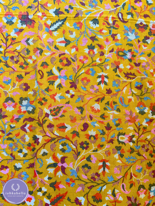 Kani Weave Fine Wool Stole – Honey Mustard Elegance | ishkabella