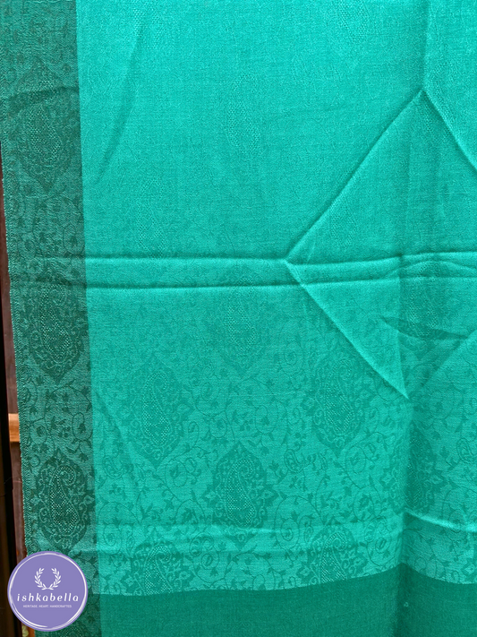 Self-design 100% Cashmere Pashmina Stole – Emerald Green with Darker Borders | ishkabella