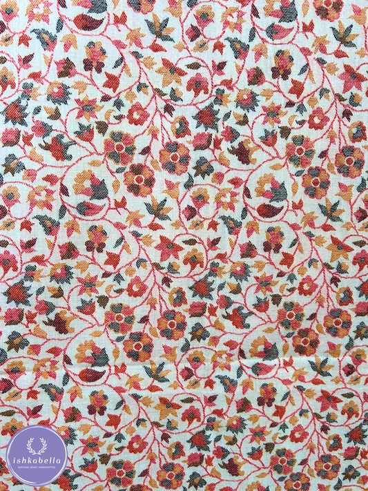 Kani Weave Rich Wool Stole – Ivory Leaf Bloom | ishkabella