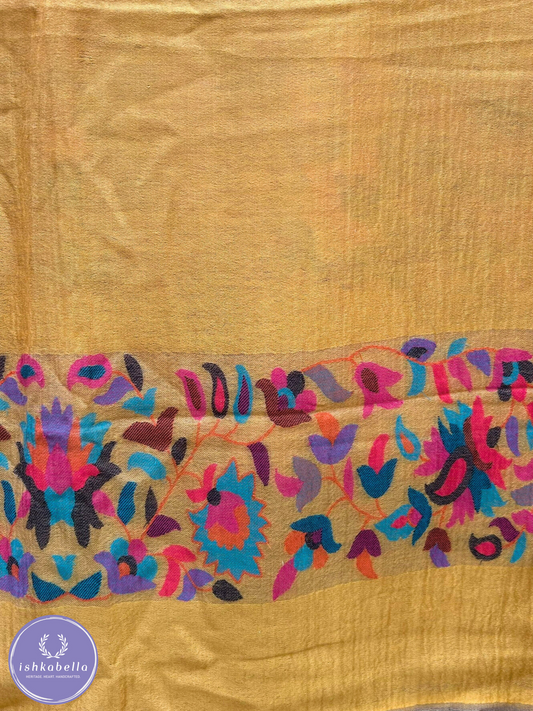 Kani Woven 100% Cashmere Pashmina Stole – Honey Mustard Elegance | ishkabella