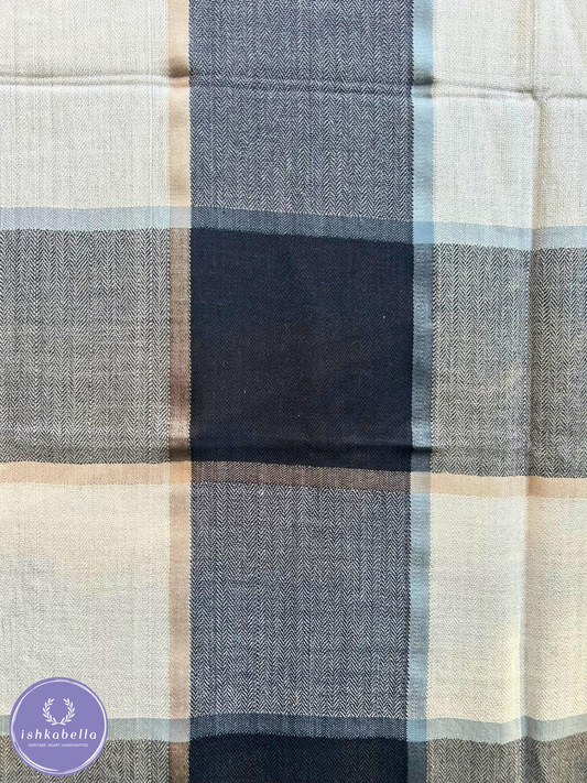 Big Checkered 100% Cashmere Pashmina Stole – Ivory Black Monochrome | ishkabella