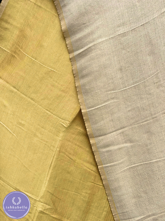 Reversible Zari & Cashmere Pashmina Stole – Beige & Gold Elegance | ishkabella
