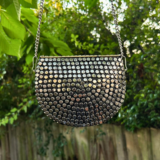 Mosaic Embellished Metal Sling Bag – Artistic Stonework