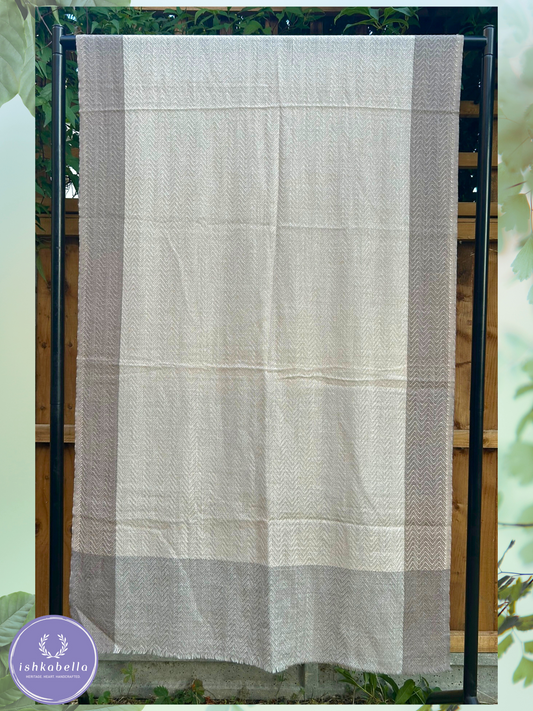 Wave Weave 100% Cashmere Pashmina Stole – Grey and Monochrome Gradient | ishkabella