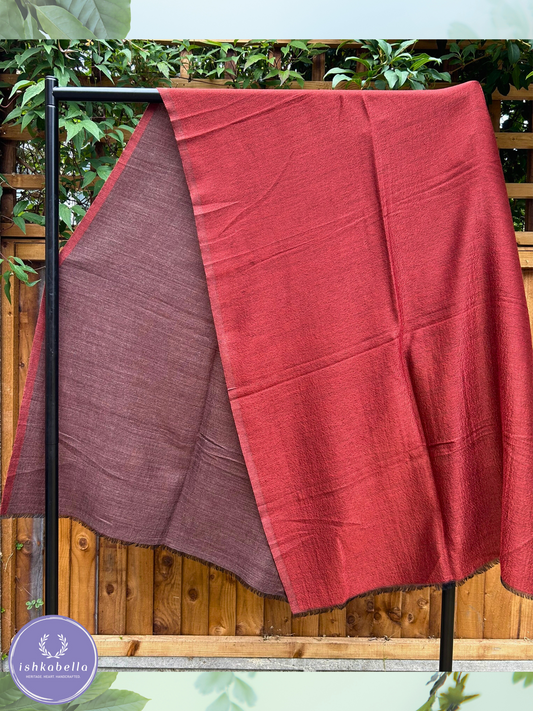 Handwoven Reversible Tinted 100% Cashmere Pashmina Stole – Rust & Metallic Copper | ishkabella