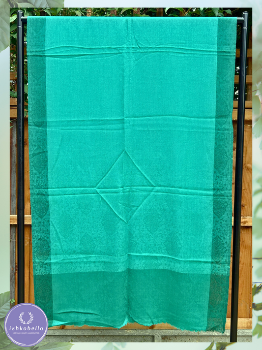 Self-design 100% Cashmere Pashmina Stole – Emerald Green with Darker Borders | ishkabella