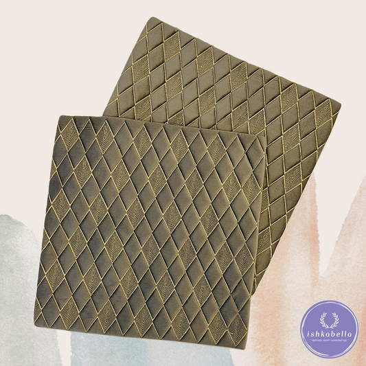 Gold Diamond Pattern Cushion Cover – Grey Cotton Velvet