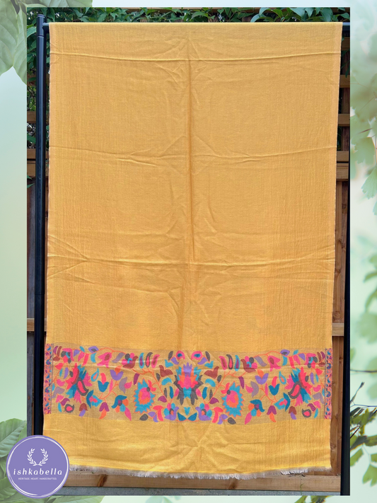 Kani Woven 100% Cashmere Pashmina Stole – Honey Mustard Elegance | ishkabella